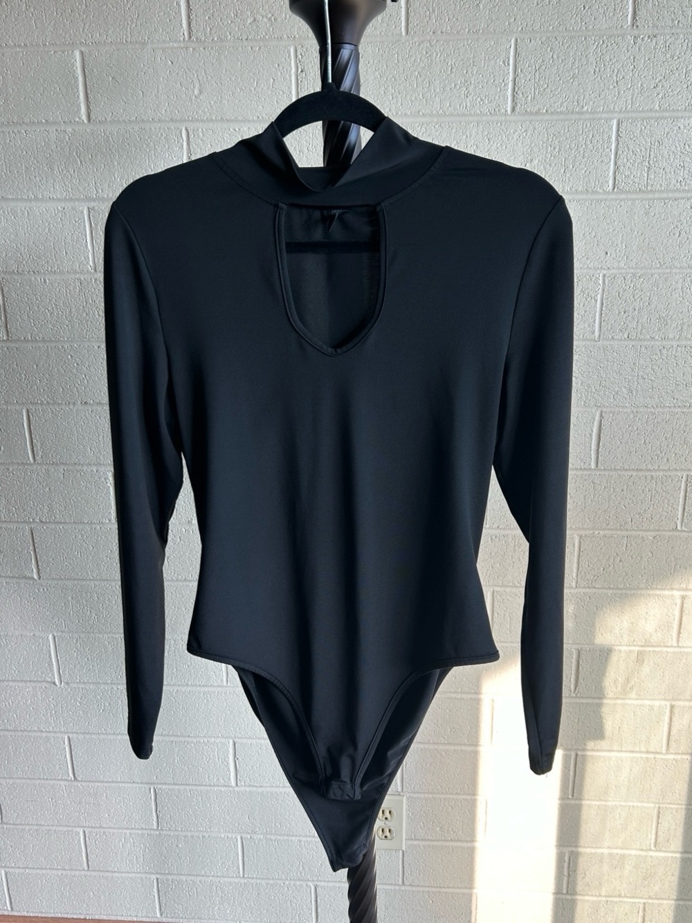 Black High Neck Keyhole Cutout Bodysuit Long Sleeve | 0XL SHEIN Curve Stretch